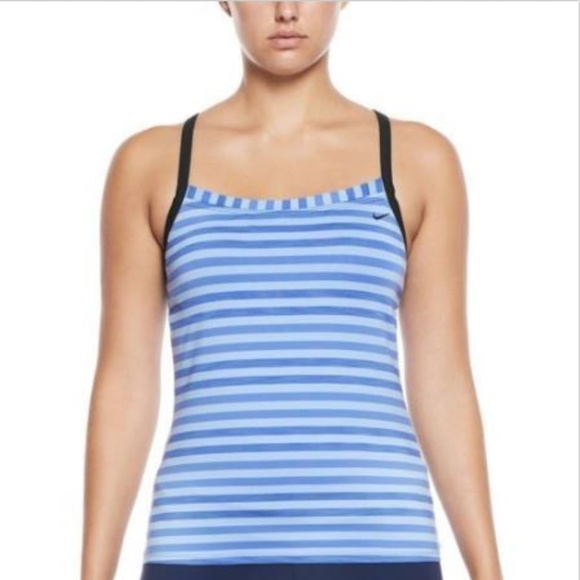 nike striped tankini top